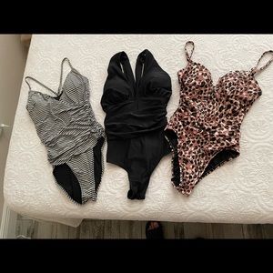 3 size 10 tummy control one piece bathing suits